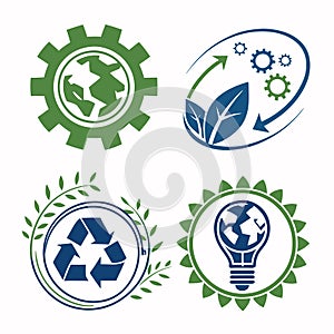 A set of vector logos on the theme of ecology and environmental protection.